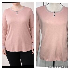Ribbed old rose color pull on sweater